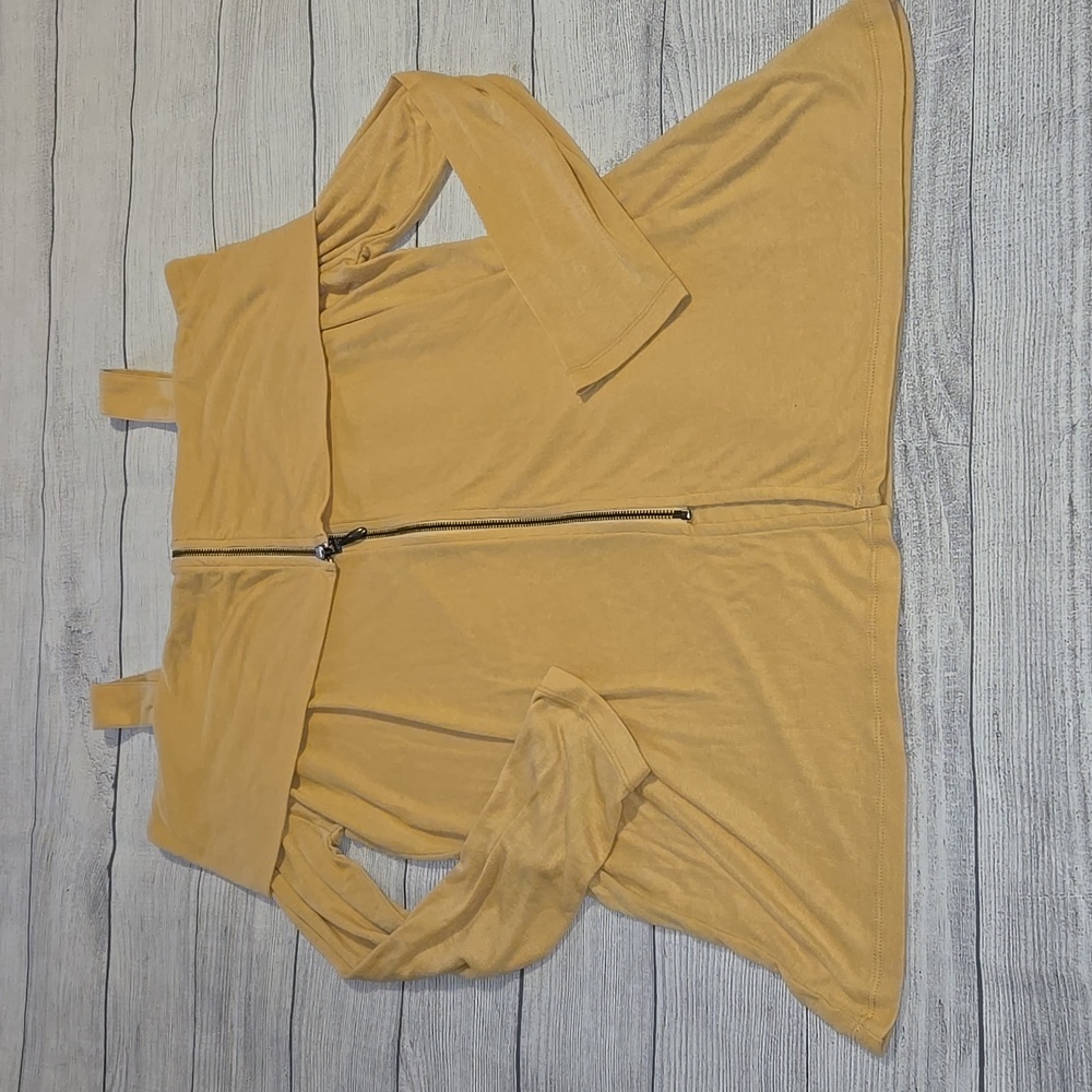 Soft Surroundings Cold Shoulder Long Sleeve Tunic w/ Zipper Yellow Size XL NWOT
